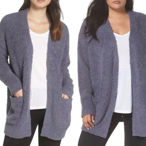 Barefoot Dreams CozyChic Cardigan Sweater Ribbed Knit Trim...
